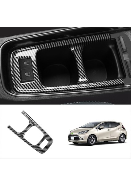 Toyota Aqua 2021 2022 Için Merkezi Kontrol Bardak Çerçeve Paneli Su Bardağı Tutucu Kapak Trim Iç Aksesuarları Karbon Fiber (Yurt Dışından)