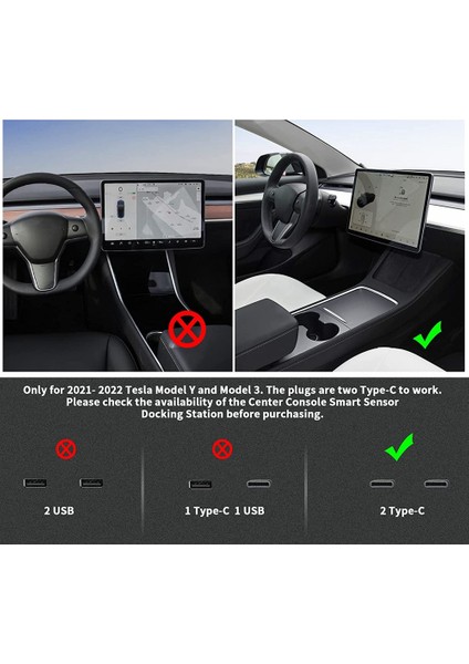 Tesla Modeli 3 Y 2021 2022 Aksesuarları 27W Hızlı Şarj Cihazı Yerleştirme Istasyonu, 4 In 1 USB LED Hub Merkezi Konsol Sensörü (Yurt Dışından)