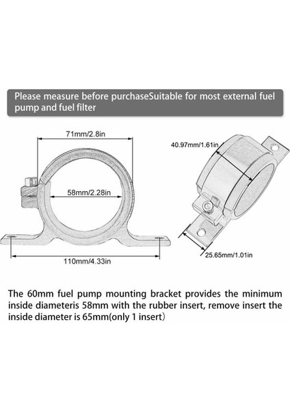 Gümüş 60MM Yakıt Pompası Tek Montaj Braketi Yakit Filtresi Harici Braket Kelepçe Beşiği 044 Bosch Için (Yurt Dışından)