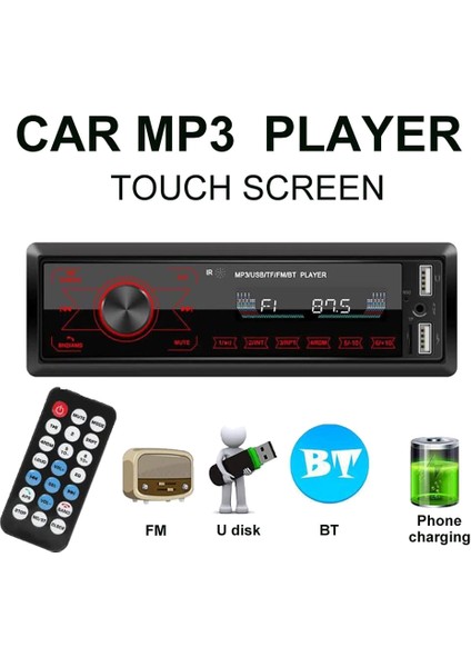 Araba Stereo Bluetooth Dokunmatik Ekran Araba Radyo Bluetooth 4X60W 7 Renk 2usb/sd/aux Eller Serbest Bluetooth 87.5-108M (Yurt Dışından) fırsatları