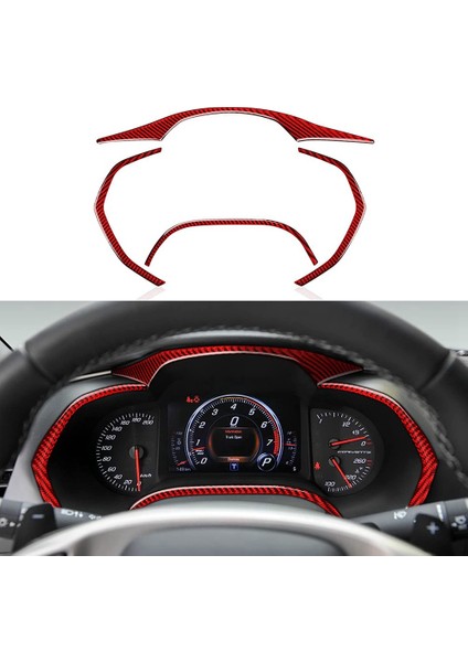 Pano Hız Göstergesi Çerçeve Düzeltir Etiket Seti Çıkartması Karbon Fiber Chevrolet Corvette C7 2014-2019 Araba Iç, Kırmızı (Yurt Dışından) fiyatları