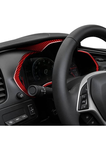 Pano Hız Göstergesi Çerçeve Düzeltir Etiket Seti Çıkartması Karbon Fiber Chevrolet Corvette C7 2014-2019 Araba Iç, Kırmızı (Yurt Dışından) fırsatları