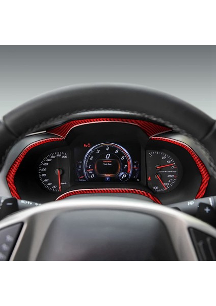 Pano Hız Göstergesi Çerçeve Düzeltir Etiket Seti Çıkartması Karbon Fiber Chevrolet Corvette C7 2014-2019 Araba Iç, Kırmızı (Yurt Dışından) indirimleri