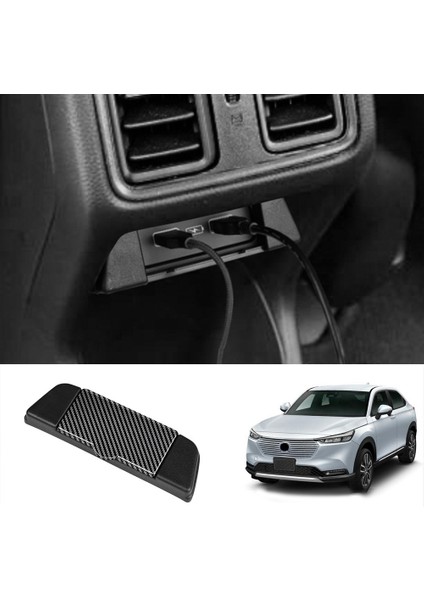 Araba Karbon Fiber Arka USB Şarj Aleti Bağlantı Noktası Hava Çıkış Havalandırma Trim Paneli Koruyucu Kapak Honda Hrv Hr-V Vezel 2021 2022 (Yurt Dışından)