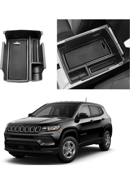 Jeep Compass 2021 2022 Için Merkezi Konsol Düzenleyici Kol Dayama Ikincil Saklama Kutusu Tepsi Aksesuarları, Siyah (Yurt Dışından) fiyatları