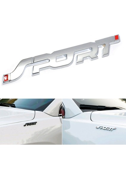 Spor Logo Amblemi Araba Gövde Çamurluk Rozeti 3D Etiket Metal Çıkartma Aksesuar Gümüş (Yurt Dışından) fiyatları