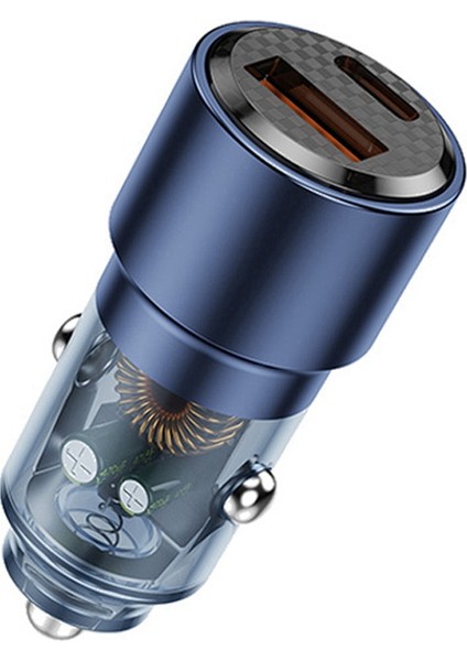 Şeffaf Araç Şarj Cihazı Ac Araç Telefonu Şarj Cihazı 95W Hızlı Şarj Qc3.0 Scp 3A Pd Araç Şarj Şarj Cihazı (Şeffaf Mavi) (Yurt Dışından)