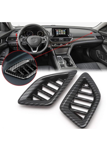Honda Accord 2018-2022 Için Dashboard Hava Firar Ac Çıkış Kapağı Kalıplama Trim Çerçeve Karbon Fiber Abs Dekor Aksesuarları, 2 Adet (Yurt Dışından)
