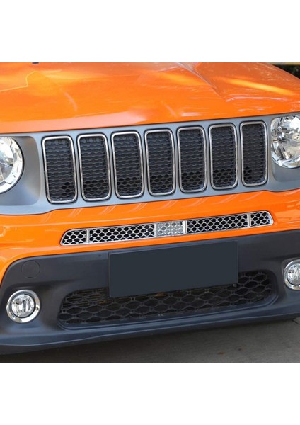 Ön Izgara Örgü Cibinlik Dekorasyon Kapak Trim Etiket Araba Dış Aksesuarları Jeep Renegade 2019-2021 Için A (Yurt Dışından)