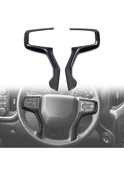 Araba Karbon Fiber Direksiyon Paneli Kapak Trim Çerçeve Etiket Chevrolet Silverado 2019 2020 2021 2022 (Yurt Dışından)