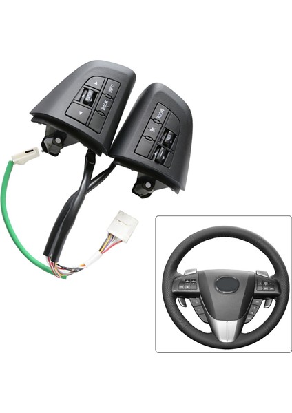 2 Adet Araba Ses Modu Çok Fonksiyonlu Direksiyon Anahtarı Kontrol Düğmeleri Mazda 3 5 Için Cx-5 Cx-7 (Yurt Dışından)