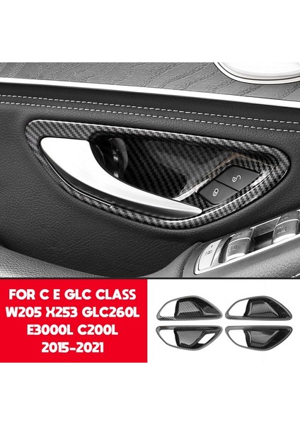 Karbon Fiber Araba Kapı Kolu Kase Kapağı Trim Mercedes Benz Ce Glc Sınıfı W205 X253 GLC260L E3000L C200L 2015-2021 (Yurt Dışından)