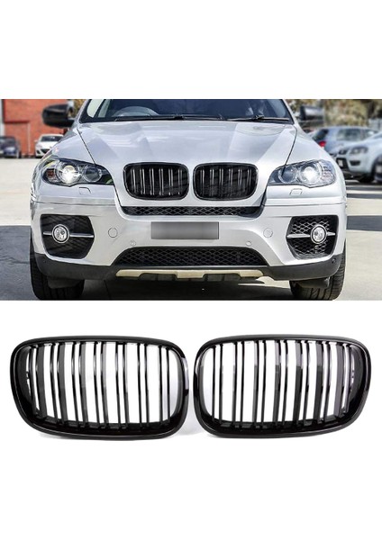 2 Adet Parlak Siyah Araba Ön Böbrek Izgarası Izgarası-Bmw X5 E70 2007-2013 X6 E71 2008-2014 (Yurt Dışından)