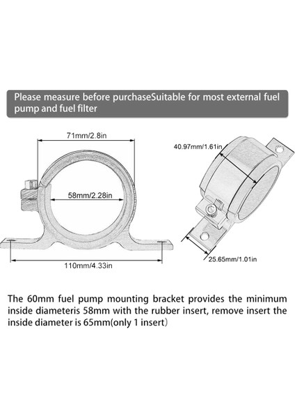 2 Adet Mavi 60MM Yakıt Pompası Tek Montaj Braketi Yakit Filtresi Harici Braket Kelepçe Beşiği 044 Bosch 380LPH 300LPH (Yurt Dışından)