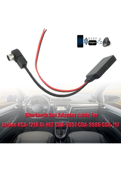 Araba Bluetooth Aux Adaptörü Kablosuz Ses Telefon Görüşmesi Handsfree Mikrofon Alpine KCA-121B Aı-Net CDA-9857 CDA-9886 (Yurt Dışından) modelleri
