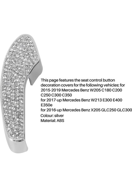 Gümüş Bling Kristal Koltuk Ayarı Kontrol Anahtarı Dekor Kapak Trimler Mercedes Benz Ce Glc W205 W213 X205 2015+ (Yurt Dışından) indirimleri