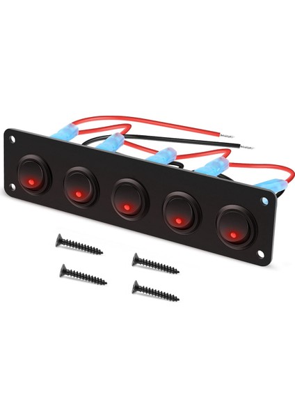 Gang Yuvarlak Dash Rocker Geçiş Anahtarı Paneli Su Geçirmez 12-24 V LED Rv Gemi Yat Deniz Araba Deniz Gemi Kırmızı (Yurt Dışından)