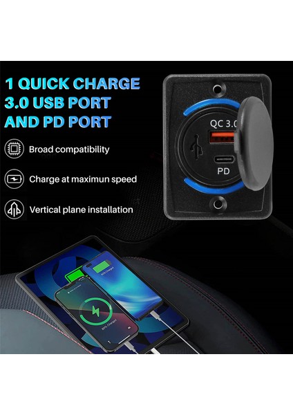 Araç Şarj Soketi 18W ve Qc 3.0 USB Hızlı Şarj Soketi Hızlı Şarj 3.0 Qc 3.0 Araba Tekne Deniz Rv Mobil Için (Yurt Dışından)