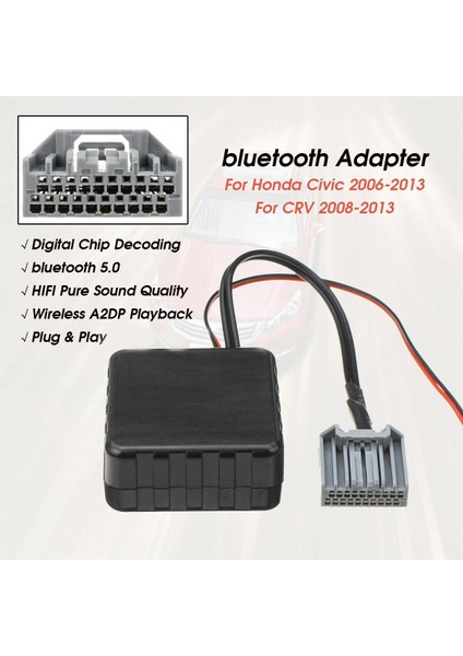 Araba Kablosuz Bluetooth Modülü Adaptörü Aux Ses Kablosu Honda Civic 2006-2013 Crv 2008-2013 (Yurt Dışından) modelleri