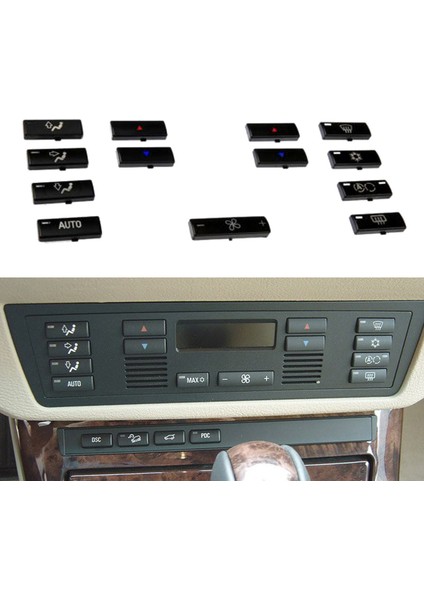 14 Düğme Anahtar Kapağı Araba Klima A/c Kontrol Paneli Anahtarı Düğmesi Anahtar Kapağı Bmw E39 E53 525I 530I 540I M5 X5 (Yurt Dışından)