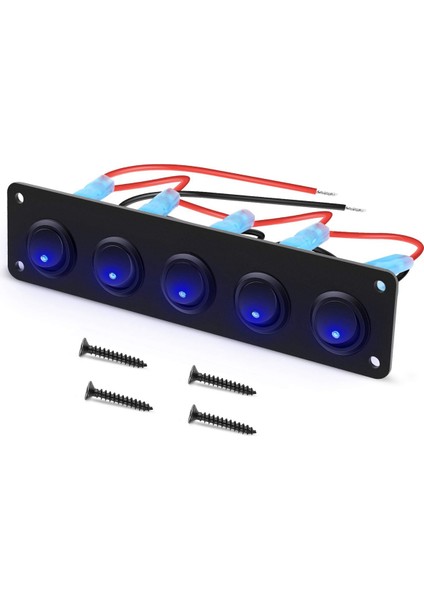 5 Gang Yuvarlak Dash Rocker Geçiş Anahtarı Paneli Su Geçirmez 12-24 V LED Rv Gemi Yat Deniz Araba Deniz Gemi Mavi (Yurt Dışından)