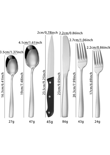 Paslanmaz Çelik Çatal Bıçak Takımı, Ayna Cilalı Çatal Bıçak Takımı, Çatal Kaşık Bıçak Çatal Bıçak Takımı Dahil 4 Parçalı Set, Bulaşık Makinesinde Yıkanabilir (Yurt Dışından)