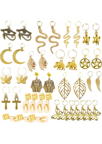 40 Adet Mücevher Örgüler Saç Tokaları Dreadlocks Saç Manşetleri Ayarlanabilir (Yurt Dışından)