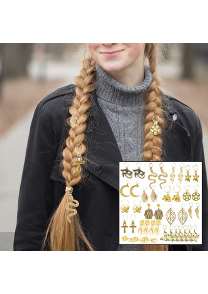 40 Adet Mücevher Örgüler Saç Tokaları Dreadlocks Saç Manşetleri Ayarlanabilir (Yurt Dışından) modelleri