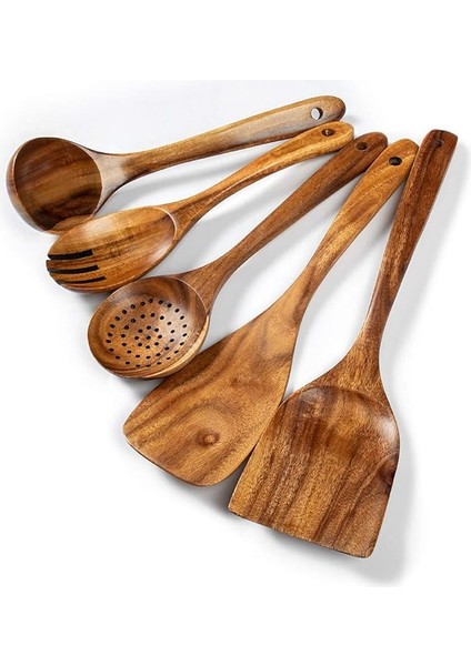 5 Parça Ahşap Pişirme Mutfak Servis Gereçleri Seti (Yurt Dışından)
