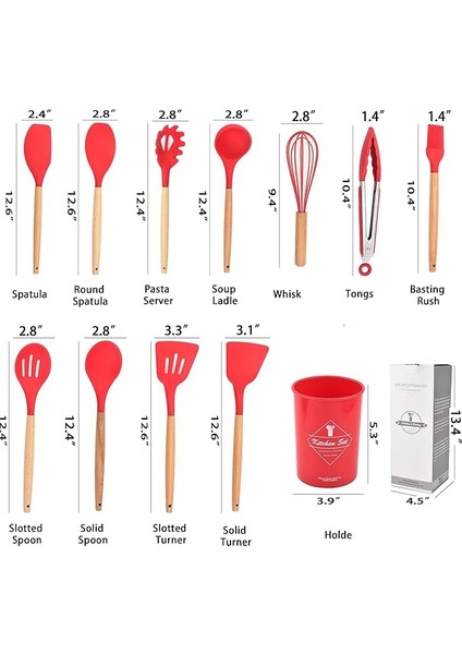 Kırmızı 12 Parçalı Yapışmaz Silikon Mutfak Gereçleri Seti Tencere Seti (Yurt Dışından) fiyatları