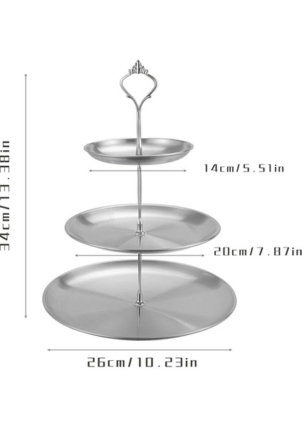 3 Katlı Gümüş Paslanmaz Çelik Pasta Sergileme Standı Doğum Günü Partisi Düğün Süslemeleri Için (Yurt Dışından)