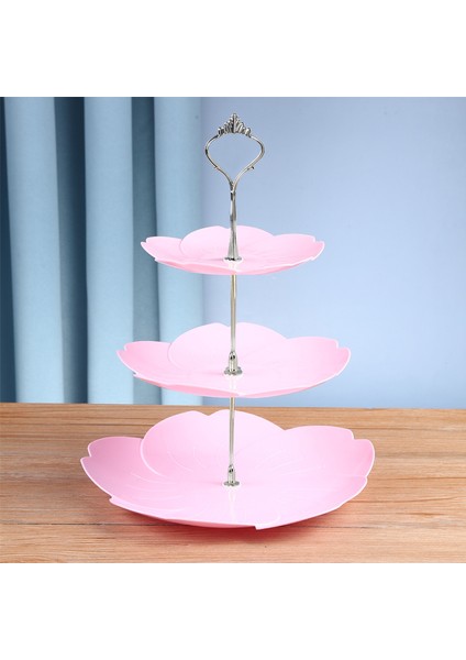 3 Katlı Çiçek Kabartmalı Tatlı Pasta Kulesi Standı Taşıma Saplı (Yurt Dışından)