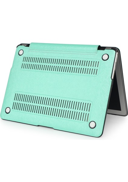 MacBook Air 13,3 Inç (A1932/A2179/A2337) -Yeşil Için Pu Deri + Pc Koruyucu Kabuk Kapağı (Yurt Dışından)