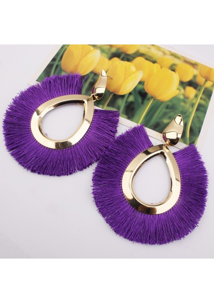 Mor Tarzı Moda Takı Bohemia Tarzı Alaşım Fan Tipi Püskül Küpe Retro Küpeler (Yurt Dışından)