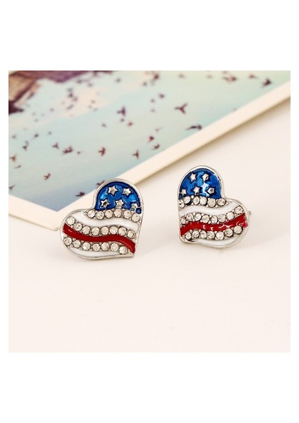 Çok Renkli Stil Aşk Kalbi Abd Ulusal Bayrak Vatansever Kırmızı Mavi Yıldız Küpe Takı Sıcak (Yurt Dışından) modelleri