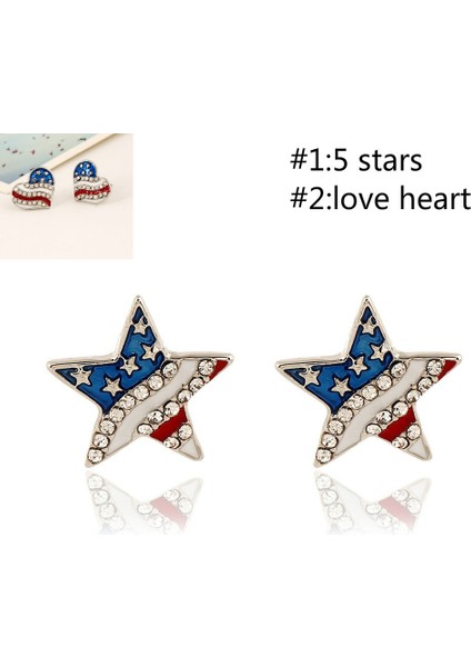 Çok Renkli Stil Aşk Kalbi Abd Ulusal Bayrak Vatansever Kırmızı Mavi Yıldız Küpe Takı Sıcak (Yurt Dışından) fırsatları