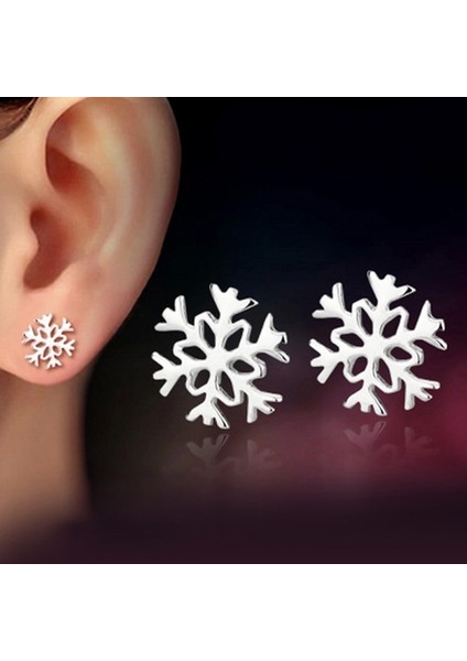 Yeni Kore Favori Gümüş Kar Tanesi Küpe Claristmas (Yurt Dışından)