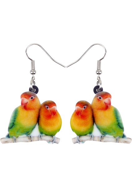 Akrilik Tatlı Afrika Fischer'in Sevgili Papağan Küpe Asılı Bırak Yenilik Hayvan Takı Kadın Kızlar Hediye Şansları (Yurt Dışından)