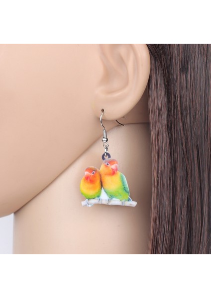 Akrilik Tatlı Afrika Fischer'in Sevgili Papağan Küpe Asılı Bırak Yenilik Hayvan Takı Kadın Kızlar Hediye Şansları (Yurt Dışından) modelleri