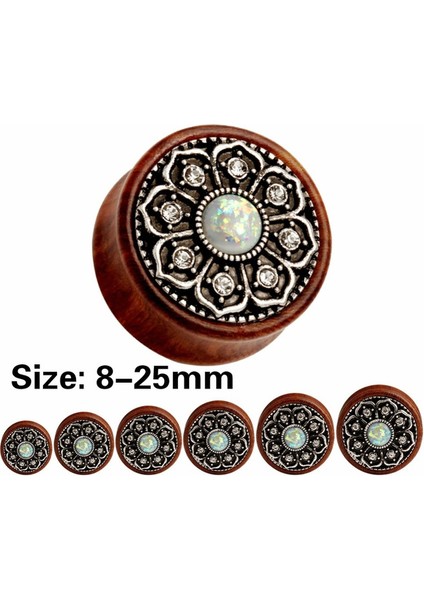 Kahverengi Tarzı 12 mm 1 Çift Ahşap Kulak Takunyaları Sahte Opal Metal Kulak Tünelleri Vücut Takısı Çift (Yurt Dışından) modelleri