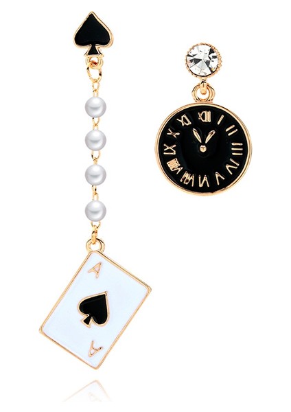Siyah Stil Kadınlar Için Ravınour Taşlı Küpe Poker Kartı Alarm Saati Asimetrik Kolye Uzun Yaratıcı Inci Moda Takı (Yurt Dışından) fiyatları