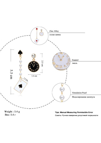 Siyah Stil Kadınlar Için Ravınour Taşlı Küpe Poker Kartı Alarm Saati Asimetrik Kolye Uzun Yaratıcı Inci Moda Takı (Yurt Dışından) modelleri