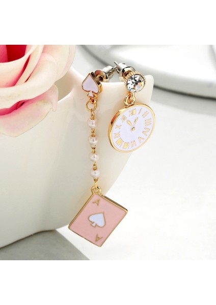 Siyah Stil Kadınlar Için Ravınour Taşlı Küpe Poker Kartı Alarm Saati Asimetrik Kolye Uzun Yaratıcı Inci Moda Takı (Yurt Dışından) fırsatları