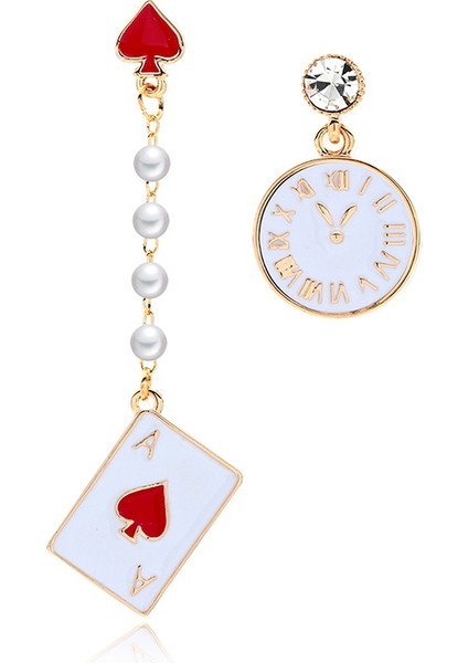 Siyah Stil Kadınlar Için Ravınour Taşlı Küpe Poker Kartı Alarm Saati Asimetrik Kolye Uzun Yaratıcı Inci Moda Takı (Yurt Dışından) indirimleri