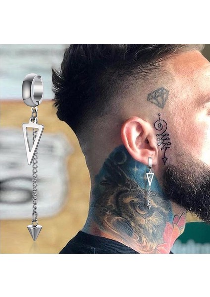 Siyah Stil 1 Bilgisayar Erkek Takıları Için Siyah ve Gümüş Renkli Punk Küpeler Titanyum Çelik Kulak Klipsi Üçgen Yıldız Model (Yurt Dışından) fırsatları