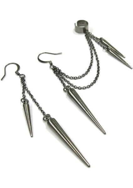 Zarif Gümüş Kaplama Silindir Kulak Klipsi, Kulak Klipsi Küpeler, Diken Küpeler, Silindir Küpeler (Yurt Dışından) modelleri