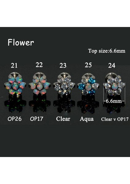 No.29 Beden 1 Adet Opal Cz Zirkon Çiçek Küpe Labret Dudağa Yüzük Kıkırdak Helix Lop Takı 16G (Yurt Dışından)