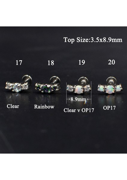 No.29 Beden 1 Adet Opal Cz Zirkon Çiçek Küpe Labret Dudağa Yüzük Kıkırdak Helix Lop Takı 16G (Yurt Dışından)