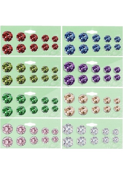 Beyaz Stil 5 Çift Takı Kristal Düğün Şık Küpe Seti Şık Basit Kadın Alaşım Gümüş Zirkon Küpe Setleri Mücevher Aksesuar Hediye (Yurt Dışından) fırsatları