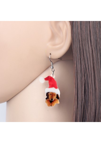 Kadın Kızlar Gençler Için Akrilik Noel Karikatür Dachshund Köpek Yavrusu Küpe Asılı Hayvan Takı Hediye Aksesuarları (Yurt Dışından) modelleri